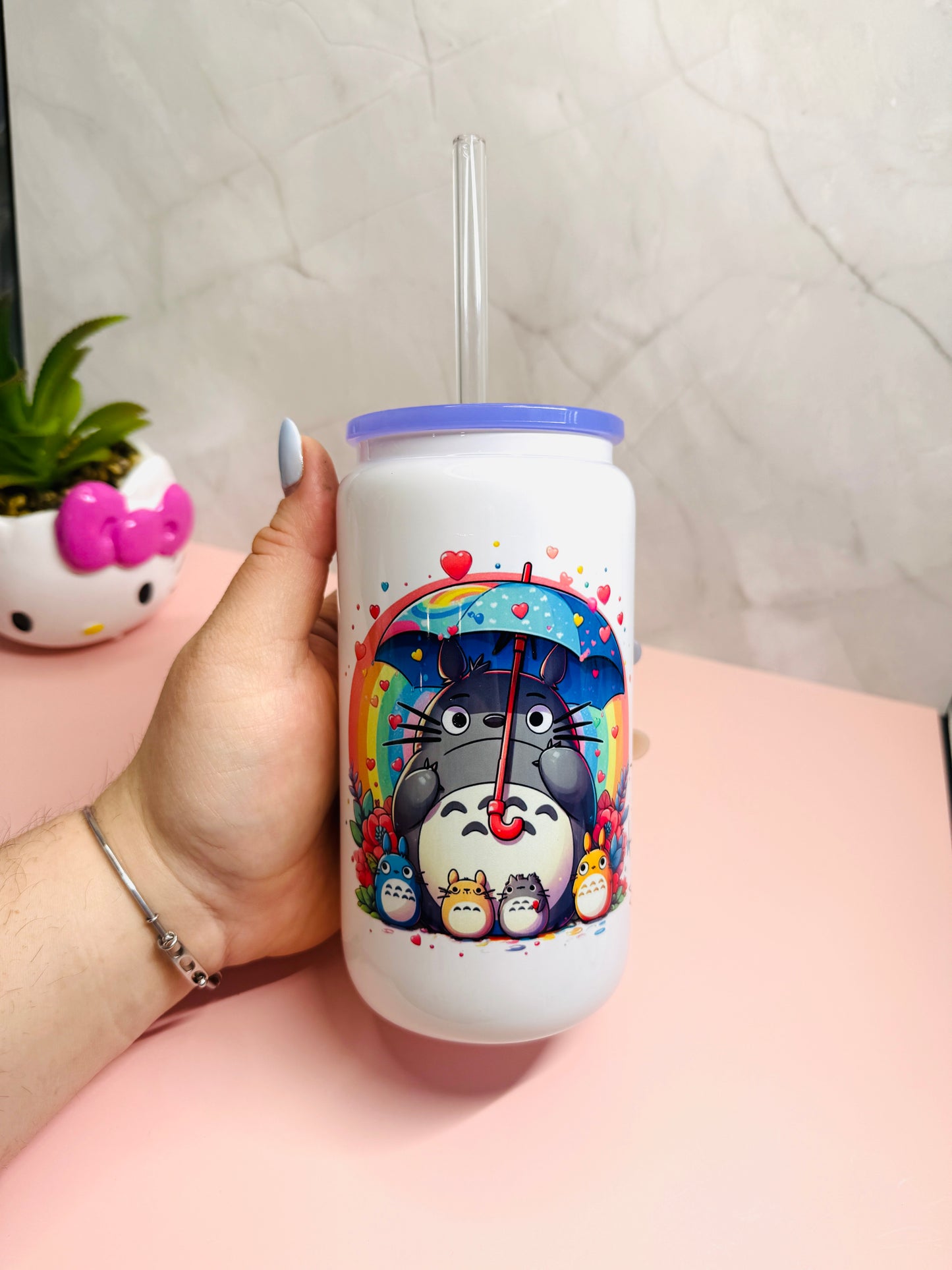 Rainbow Totoro Glasscup