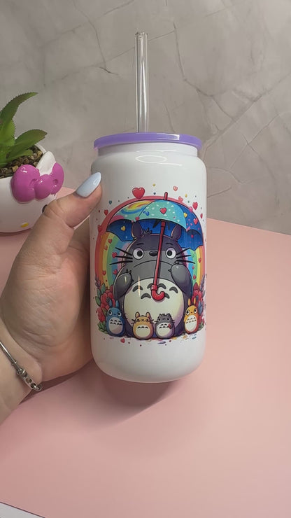 Rainbow Totoro Glasscup
